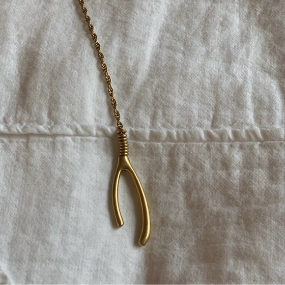 Madewell Gold Wishbone Pendant Necklace - Picture 2 of 5